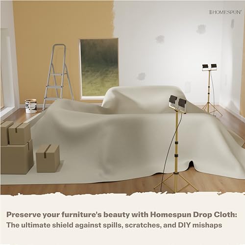 HOMESPUN Thick Reusable Heavy-Duty Canvas Drop Cloth 12 x 4 ft - 2 Pack - size: 12 ft x 4 ft (Pack of 2)