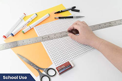 Pacific Arc 24 Inch Stainless Steel Ruler with Inch/Metric Conversion Table - style: 24 In
