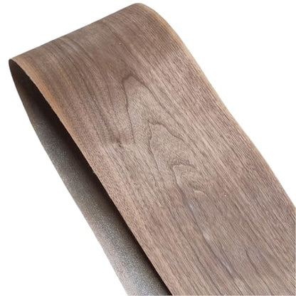 Black Walnut Wood Veneer Sheet,Flat Cut,8.5''x 98'',Iron On Stick Veneer Roll Without Paper,Pre-glued Hot Melt Self Adhesive Walnut Tape for Cabinet Furniture Plywood Laminate Speaker Renovation - color: Black Walnut