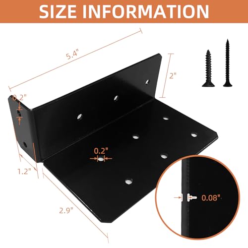 Split Joist Hanger, Wall Mount Joist Bracket with Screws for Wood 14 Gauge Carbon Steel Hurricane Ties for 4"x6",6"x6" Beam 8 Pairs