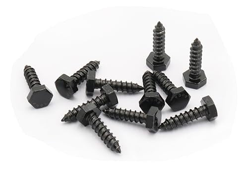 LBY 32pcs Lag Screws, 1/4" x 1" Hex Head Lag Screws Bolts (with Washers), Heavy-Duty Wood Screws for Decking & Structural Fastening, 304 Stainless Steel, (Black) - size: 1/4" x 1"