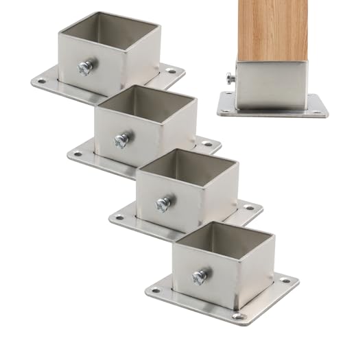 Wealrit 4Pcs Square Post Bases, 1.5" Stainless Steel Flange Anchor Bases - style: 4 pcs 1.5" Silver