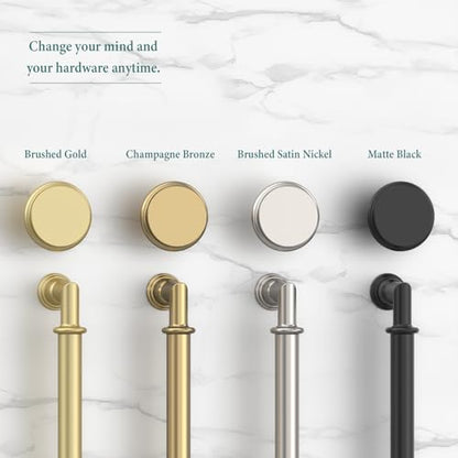 Amerdeco 10 Pack Brushed Gold Cabinet Knobs 1.3 Inch(32mm) Single Hole Zinc Solid Kitchen Cabinet Handles Round Cabinet Drawer Pulls - color: Brushed Gold, size: 1.3"/32MM Single Hole