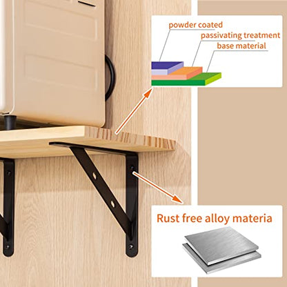 Aluminum Alloy 20 inch x 12 inch Heavy Duty Shelf Bracket ，Max Load 360 LBS, 4-Pack Floating Shelf Brackets Corner Brace Joint Right Angle Bracket Black L Brackets Heavy Duty - size: 20 inch x 12 inch