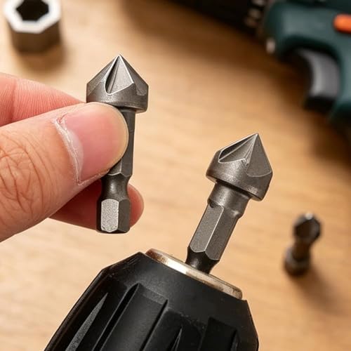 2Pcs 1/4 Hexagonal Shank Five Blade Countersunk Drill 12.7mm Woodworking Hole Opener Spot Facer Deburring Drill Bit Set