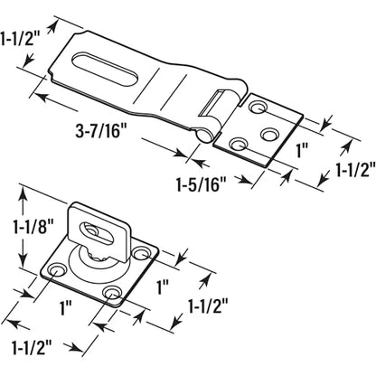 Prime-Line U 117123 Door and Gate Safety Hasp Hinge Latch, 1-3/4 inch - color: galvanized