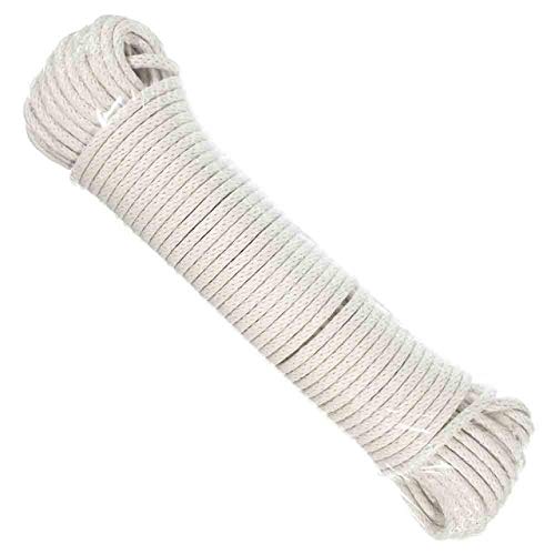 GREAT WHITE Sash Cord #8 100ft. Hank Natural White, 1/4" x 100', Made in USA, Cotton, Tie Down, Camping, Rigging, Crafts, Theatre, Window Replacement, Entertainment Grade, Rope,DIY & Home Improvement