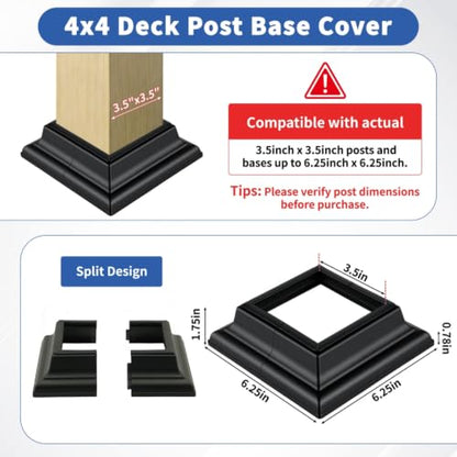4x4 Post Skirt Aluminum Split Deck Post Base Cover Black - color: 3.5×3.5 Black English Style