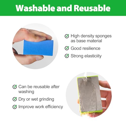 Diamond Hand Polishing Pads, 5PCS Diamond Sanding Pads 60/120/240/400/1000 Grit Sanding Block Foam Backing for Tile Glass Stone Marble Granite Ceramics Metal Wet&Dry (Plane) - color: Plane-5Pcs
