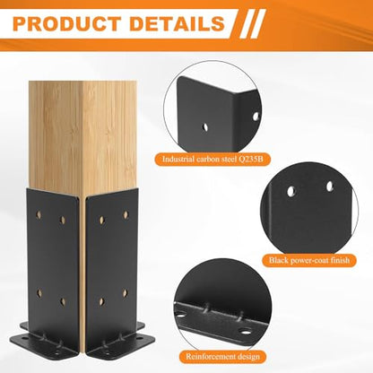 4"X4" Post Anchor Base 4Set,Adjustable Post Base for 4X4 6x6 Post - size: 4X4