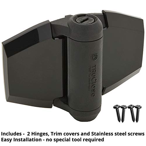 D&D TCA3S3BTS TruClose Gate Hinge Wood, Vinyl Square Gates, Black, 2 pcs - size: Adjustable gate gap: 3/8”–7/8” gate frame to post