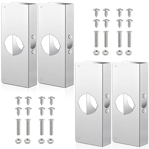 Dunzy Stainless Steel Lock and Door Reinforcement Plate, 4 Pack
