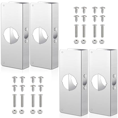 Dunzy Stainless Steel Lock and Door Reinforcement Plate, 4 Pack