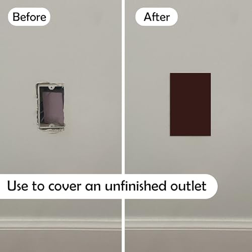 Rubber Bond Self-Adhesive Rubber Wall Outlet Cover Plate 5 Pack - Easy to Apply Peel & Stick Drywall Hole Patch - 5x3 Inch Screwless Blank Wall Plate Cover - Premium Hole Cover (Dark Brown, 5x3 Inch) - color: Dark Brown, size: 5x3 Inch Rectangular