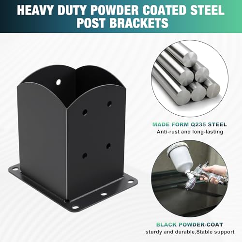 Post Base 4Pcs,4"x4"(Inner Size 3.6"x3.6") Fence Post Brackets - size: 4X4