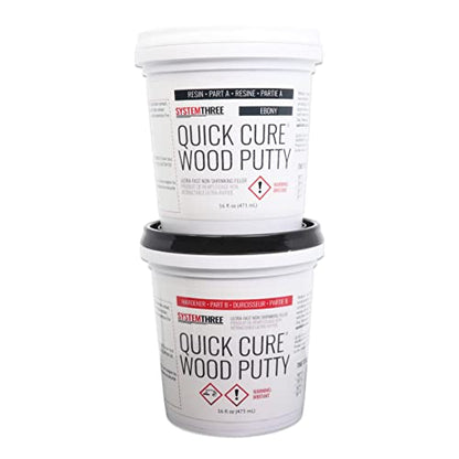 System Three Quick Cure Putty, Ebony, Quart Kit - color: Ebony, size: 1 Quart