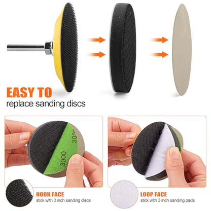 POLIWELL 12 Pack 3 Inch 75mm Foam Buffing Interface Pad