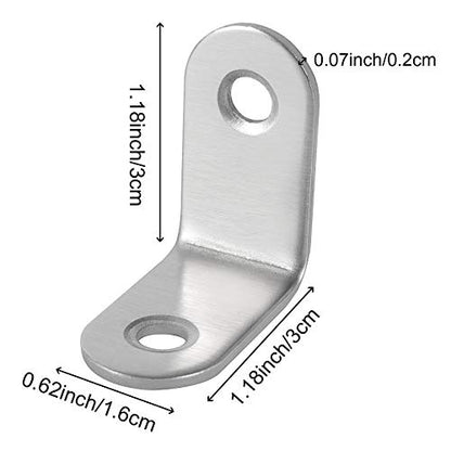 ZOENHOU 50 PCS 30x30mm Stainless Steel L Brackets Corner Braces with 100 Screws, 90 Degree Right Angle Brackets for Wood Furniture Shelves Cabinets Drawers Repair - size: 50 PCS 30 x 30mm Silver