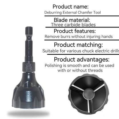 Deburring External Chamfer-Tool Chamfering Drill-Bit - Carbide Remove Burr Repair Tools， Quick Repairing Damaged Bolts Cooswai