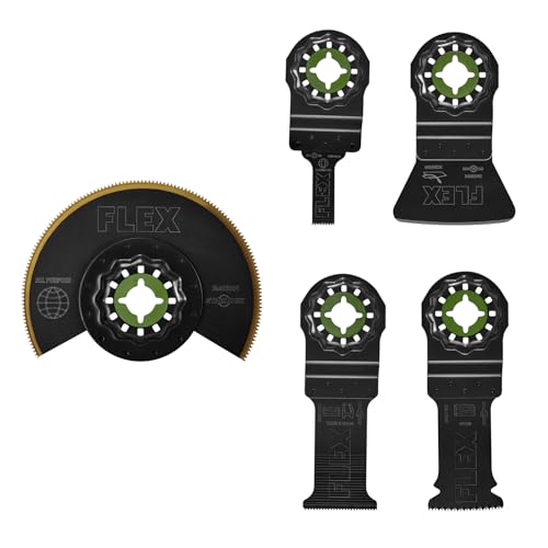 FLEX 5-Piece Oscillating Tool Trimming Project Blade Set, Cuts Wood, Wood with Nails, Metal, Drywall, Plastic, PVC- FAM40001-5 - style: Trimming Project Set