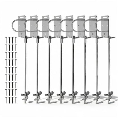 Heavy Duty Ground Anchors Screw-in Trampoline Stakes with Anti-Bend L-Plate, Multi-Hole & Safety Ring, Rust-Proof Steel for Tent, Shed, Swing Set, Fence, Garden, Outdoor - size: 8Pack 21Inch