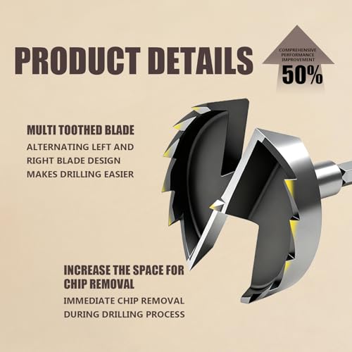 CATITO 4"(102mm) Forstner Drill Bit for Woodworking - HEX Shank, 4 Inch Forstner Bit, Wood Drill Bits for Holes, Hinge Cutter for Hard Wood, Plastic, Plywood - size: 4"(102mm)
