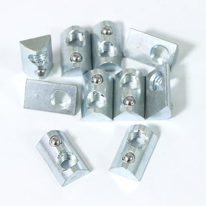 1/4"-20 Threaded Steel Roll in T-Nut with Ball Spring, T-Slot Nuts Accessory Hardwares for 10 Series Aluminum Extrusion Profiles Rail (20)