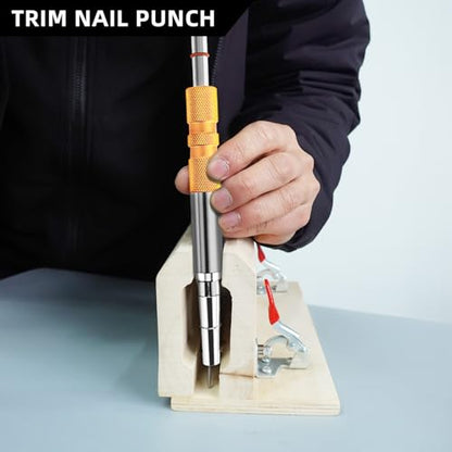 Trim Nail Punch with Retaining Clip, Fits Up to 1" Wide Nail