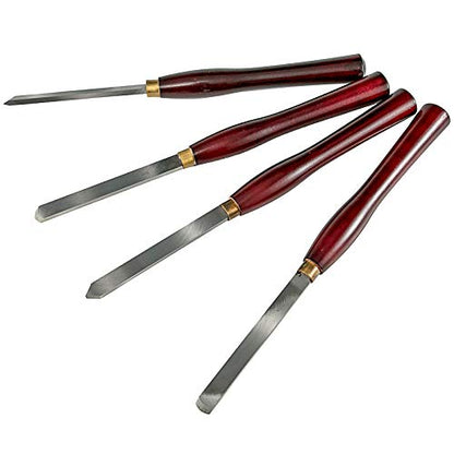 VEVOR 8-Piece Wood Lathe Chisel Kit, HSS Steel Blades, Woodworking Turning Tools with Wooden Storage Case, Ideal for Wood, Root, and Furniture Carving - Red