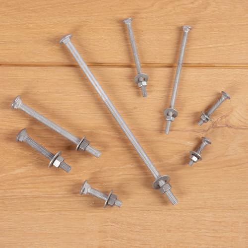 3/8" x 1-1/2" Carriage Bolts (50 PCS), Hot Dip Galvanized, Heavy Duty Round Head with Washers and Nuts - size: 3/8" x 1-1/2"