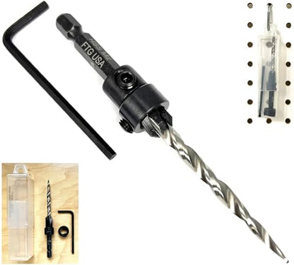 FTG USA #10(3/16") Tapered Wood Countersink Drill Bit w/ 3/8" Collar & Case - size: #10, style: with Depth Stop