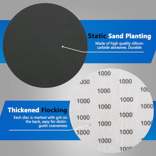 VIBRATITE 1000 Grit 5 Inch Hook & Loop Sanding Discs, 70PCS - size: 5 Inch (1000 Grit)