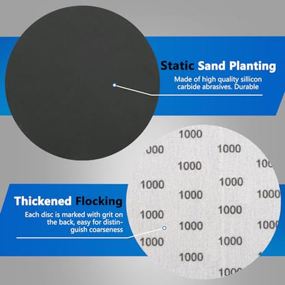 VIBRATITE 1000 Grit 5 Inch Hook & Loop Sanding Discs, 70PCS - size: 5 Inch (1000 Grit)
