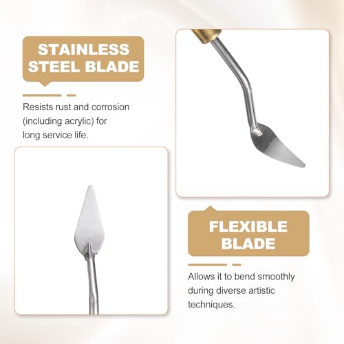HARFINGTON Palette Knife Painting Tool 1.73" x 0.63" Stainless Steel Teardrop Blade 7.48" Length Spatula Painting Pallet Knives with Hole Beech Wood Handle for Oil Acrylic Canvas, Red/Silver - size: 7.48" x 0.63" x 1.73"