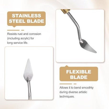 HARFINGTON Palette Knife Painting Tool 1.73" x 0.63" Stainless Steel Teardrop Blade 7.48" Length Spatula Painting Pallet Knives with Hole Beech Wood Handle for Oil Acrylic Canvas, Red/Silver - size: 7.48" x 0.63" x 1.73"