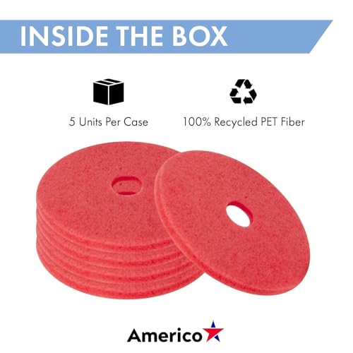 Americo Glit/Microtron 404420 Daily Cleaning and Buffing Pad, 20", Red (Pack of 5)
