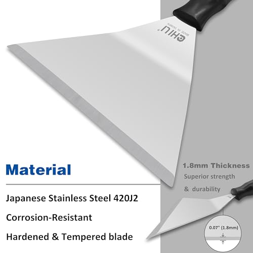 CHILI TOOLS 7" Bent Stainless Steel Chisel Pole Scraper, Overhead Paint Scraper for Wallpaper Ceiling Paint Removal, Made in Taiwan - size: 7" Bent