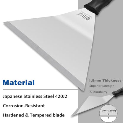 CHILI TOOLS 7" Bent Stainless Steel Chisel Pole Scraper, Overhead Paint Scraper for Wallpaper Ceiling Paint Removal, Made in Taiwan - size: 7" Bent