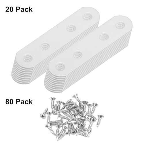 M METERXITY 20-Pack Flat Straight Brackets 2.95x0.71in, White - color: White, size: 75mm