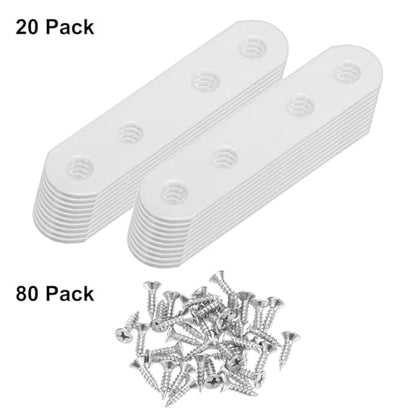M METERXITY 20-Pack Flat Straight Brackets 2.95x0.71in, White - color: White, size: 75mm