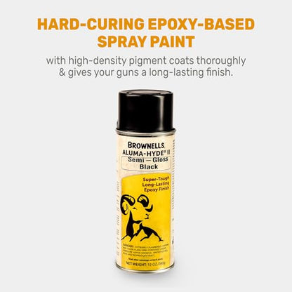 Brownells Aluma-Hyde II Epoxy Based Firearm Finish Spray Coating Protection Paint, Aerosol Can, 12 oz. (340g) Semi Gloss Black - color: Semi Gloss Black