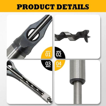 Square Hole Drill Bit 1/4" 5/16" 3/8" 1/2" and Adapter