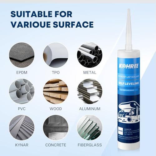 Kohree RV Roof Sealant 6 Pack, Self-Leveling Lap Sealant White