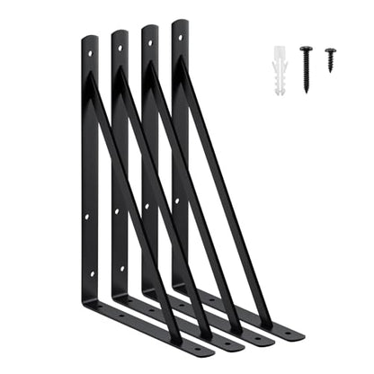 HOME MASTER HARDWARE 16x10 Inch Heavy Duty Shelf Brackets, Black 4 Pack - color: Black, size: 16 inch x 10 inch-4pcs