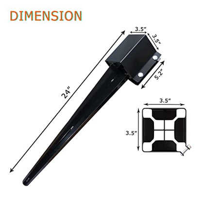 24" x4x4 Heavy Duty Fence Post Anchor Ground Spike, Black, 4-Pack,S1 - color: 4 Pack, size: 24''x4''x4'' Style A
