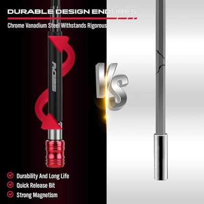 Magnetic Screwdriver Bit Holder Set: 5-Piece 1/4 Inch Hex Shank Quick Release Extension Adapter | Super Straight Durable CR-V Steel | Universal Fit for Impact Driver Bits | 2", 4", 6", 12", 17" Long - style: 2|4|6|12|17inch-5PCS