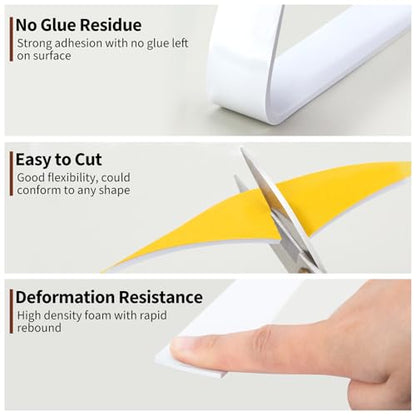 Yotache White Foam Seal Strips Tape 1" X1/8", Total 33 Feet Long - size: 1"x1/8"x33 FT
