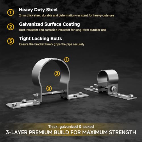 12 Pcs 2-3/8 Fence Post Brackets - Steel to Wood Fences Bracket,Galvanized Fence Brackets for Steel Posts, Fence Post Brackets for Metal Posts, Ideals for Privacy Fence, Fences Repair, and Fence Gate - color: 12Pcs 2-3/8"