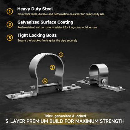 12 Pcs 2-3/8 Fence Post Brackets - Steel to Wood Fences Bracket,Galvanized Fence Brackets for Steel Posts, Fence Post Brackets for Metal Posts, Ideals for Privacy Fence, Fences Repair, and Fence Gate - color: 12Pcs 2-3/8"