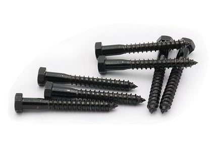 LBY 7pcs Lag Screws, 3/8" x 3" Hex Head Lag Screws Bolts (with Washers), Heavy-Duty Wood Screws for Decking & Structural Fastening, 304 Stainless Steel, (Black) - size: 3/8" x 3"